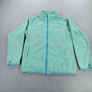 The North Face Girls Fleece Jacket Mint Green Large 14/16 Full Zip TKA 100